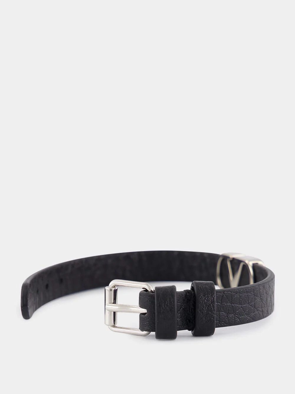 Black Leather VLogo Bracelet - Image 4