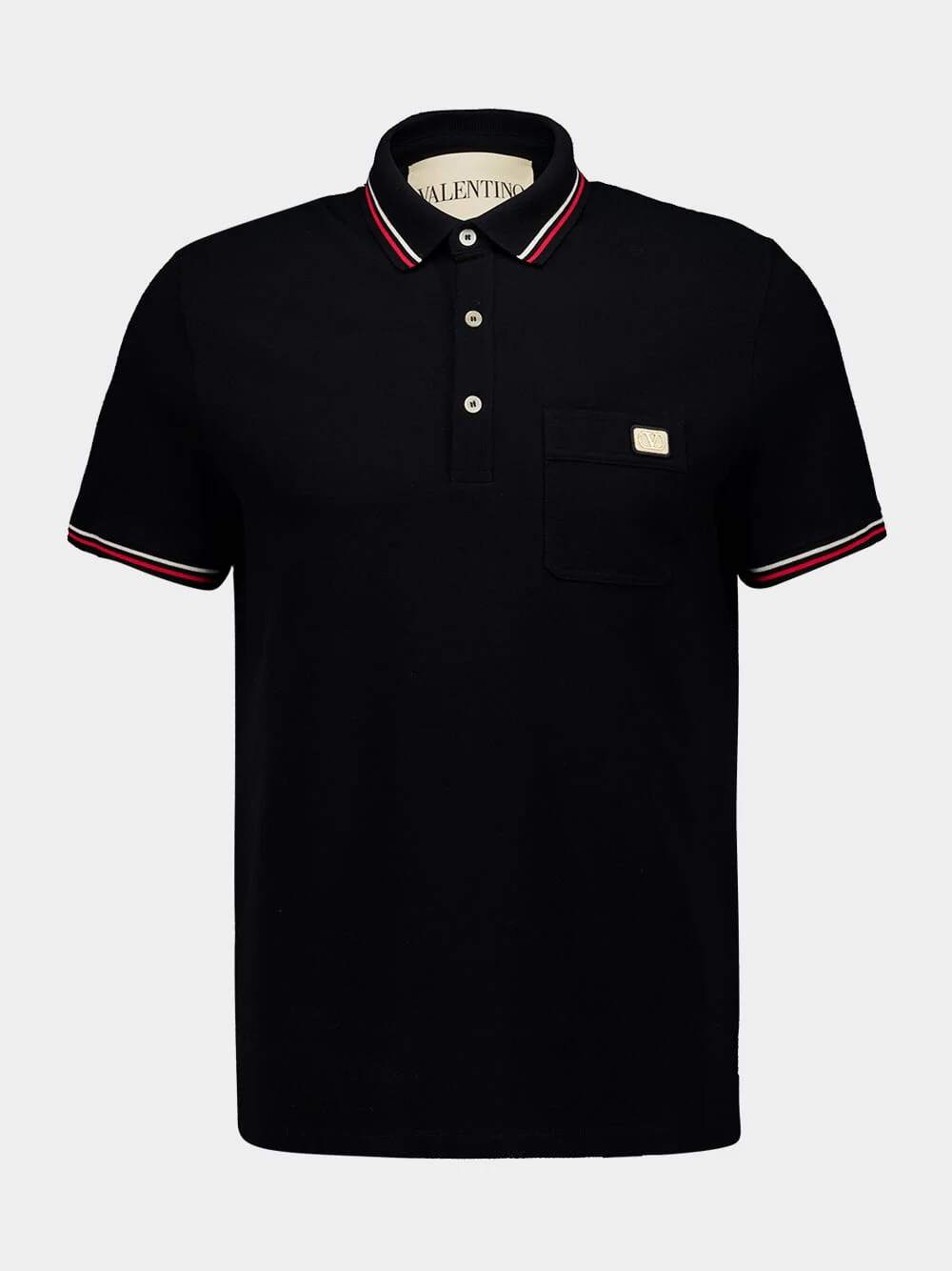 Black Piqué Polo Shirt with Vlogo Patch