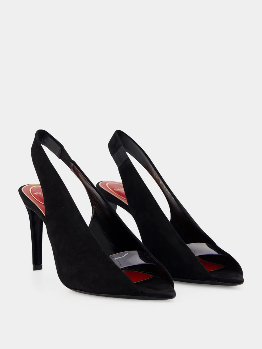 Black Révélé 105 Open-Toe Suede Pumps - Image 5
