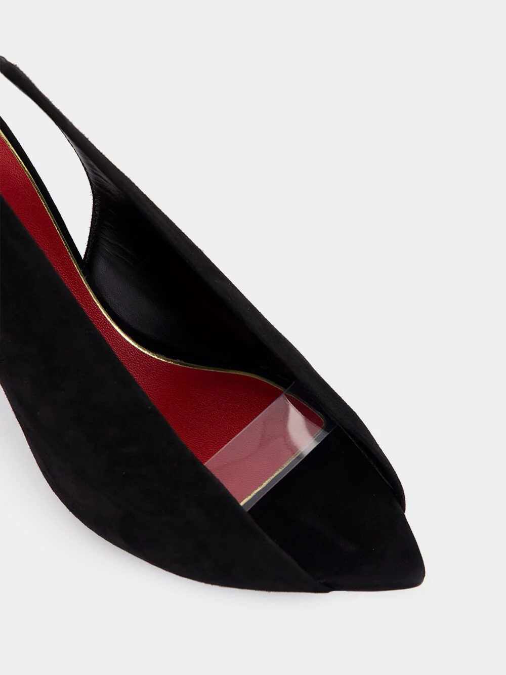 Black Révélé 105 Open-Toe Suede Pumps - Image 9