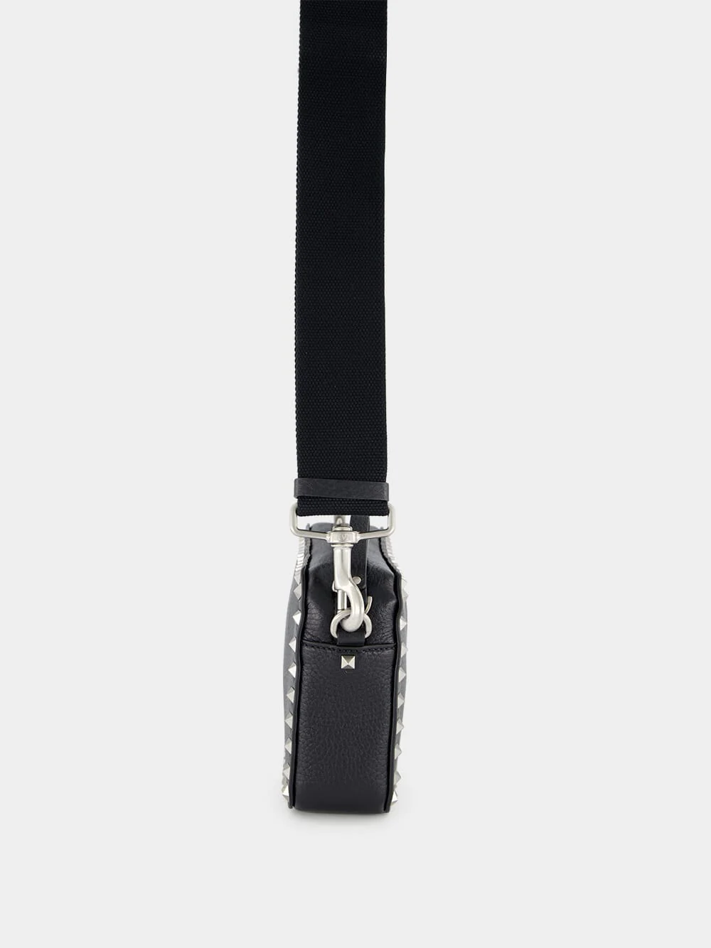 Black Rockstud Grained Leather Crossbody Bag - Image 4
