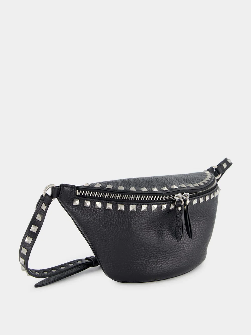 Black Rockstud Leather Belt Bag - Image 2