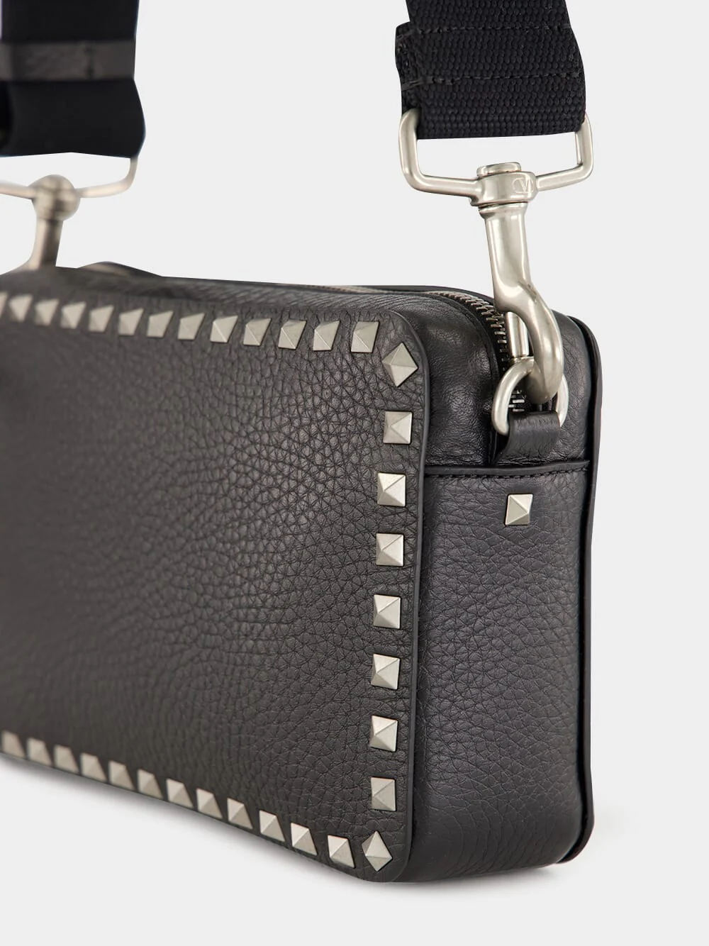 Black Rockstud Leather Crossbody Bag - Image 7