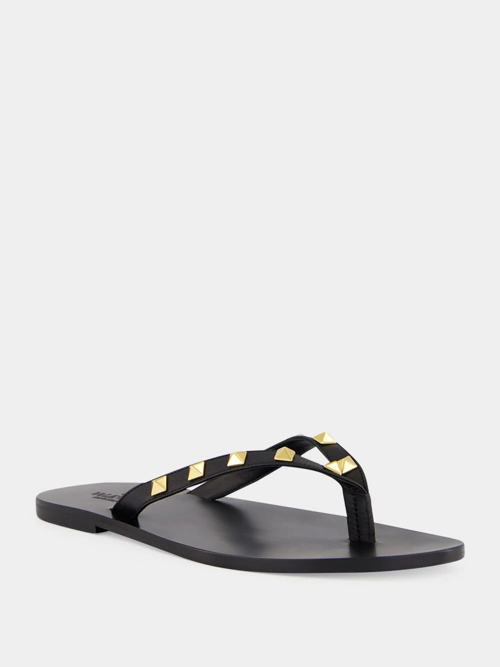 Black Rockstud Leather Flip-Flops - Image 2