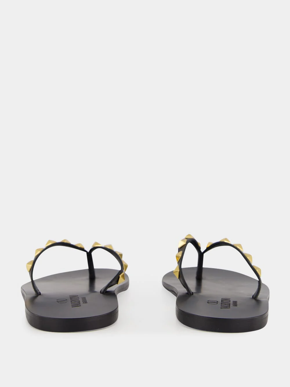 Black Rockstud Leather Flip-Flops - Image 5