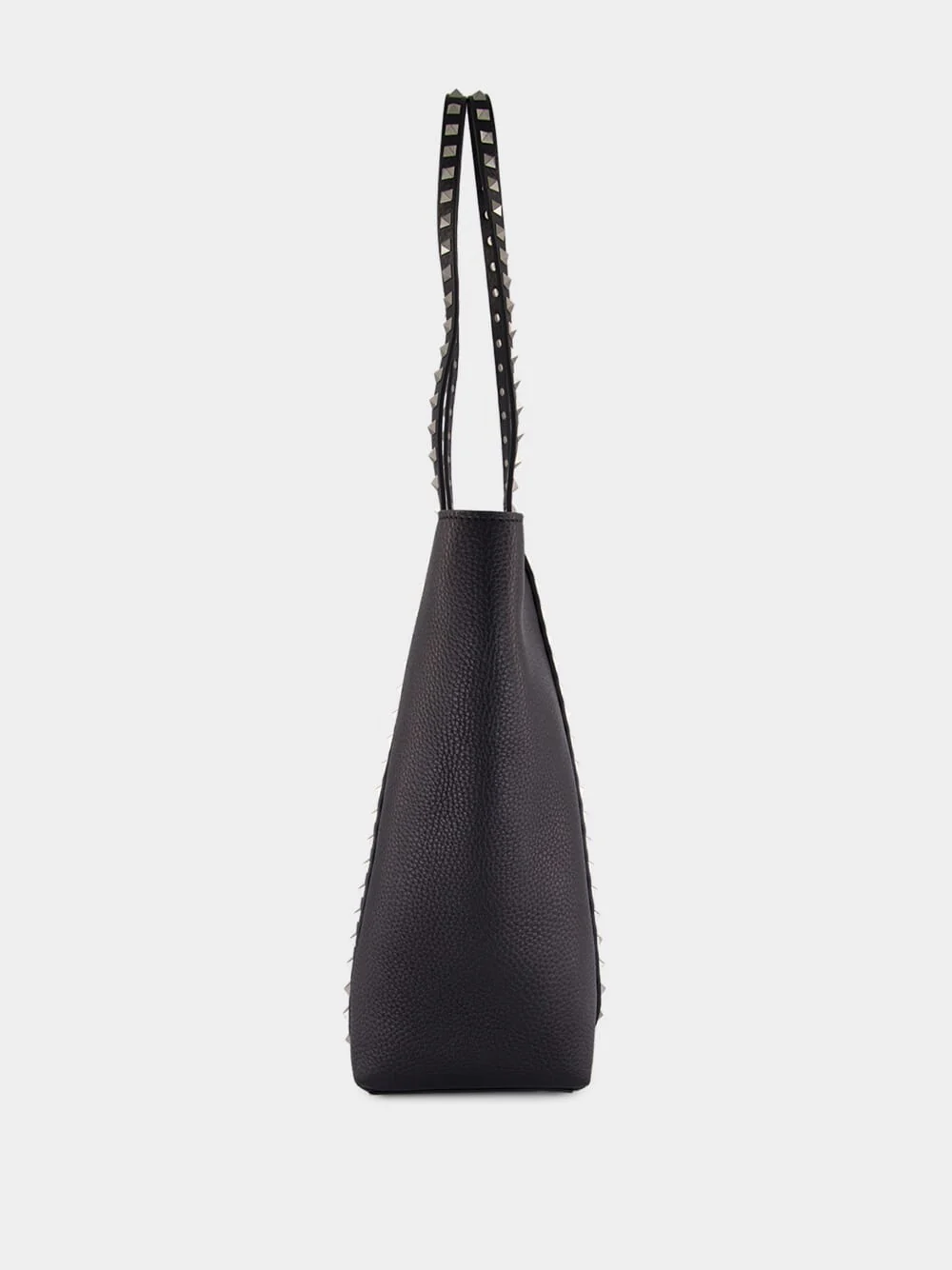 Black Rockstud Leather Tote Bag - Image 3