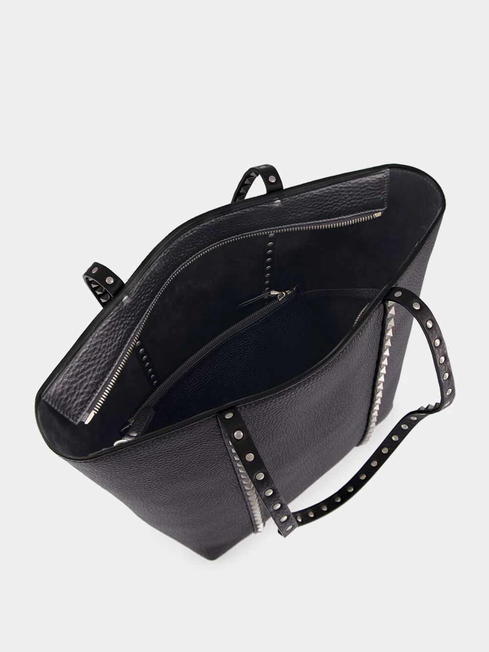 Black Rockstud Leather Tote Bag - Image 5