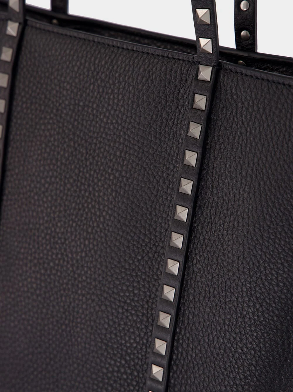 Black Rockstud Leather Tote Bag - Image 6