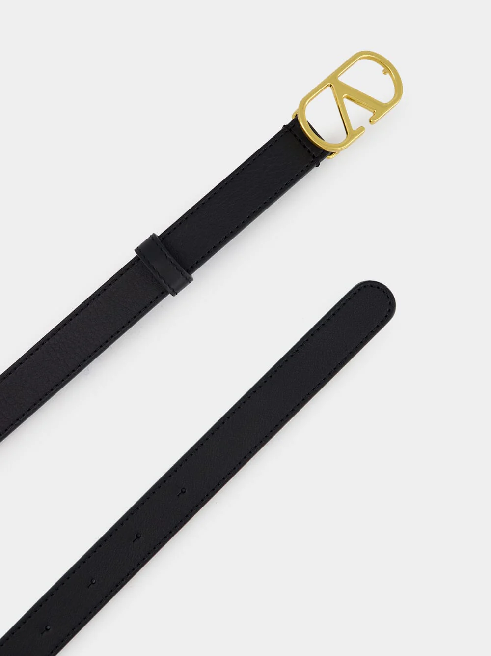Black Shiny Calfskin Belt with VLogo Buckle - Image 2