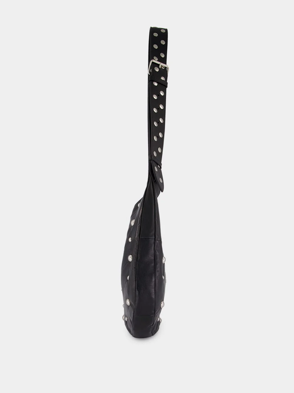 Black Studded Nappa Hobo Bag - Image 5