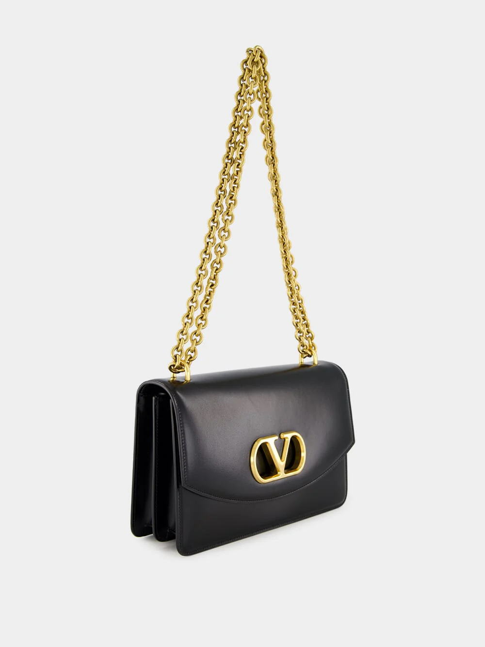 Black Vain Shoulder Bag in Shiny Calfskin - Image 4