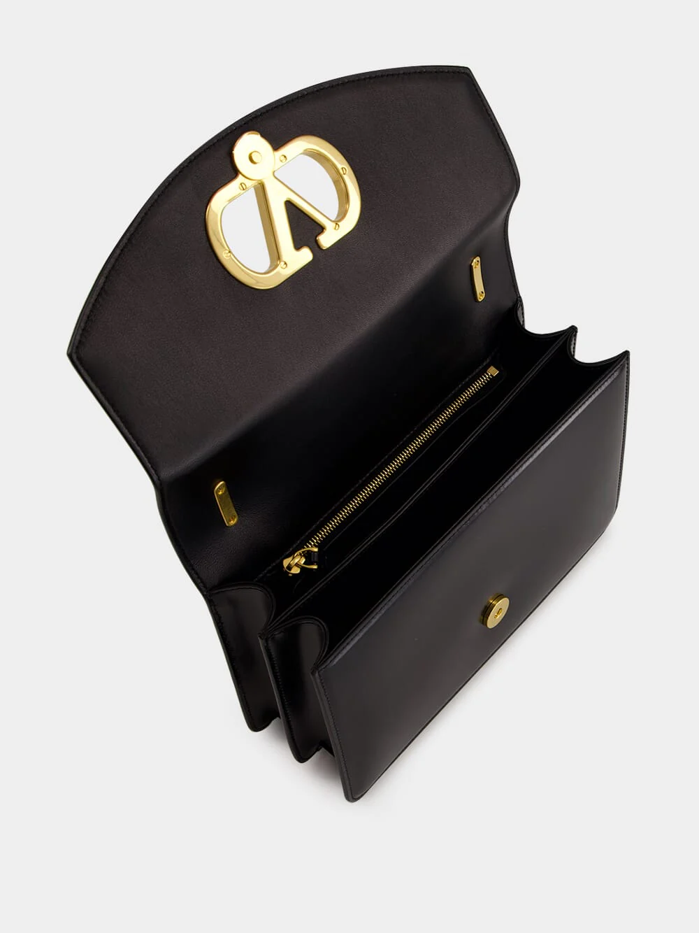 Black Vain Shoulder Bag in Shiny Calfskin - Image 7