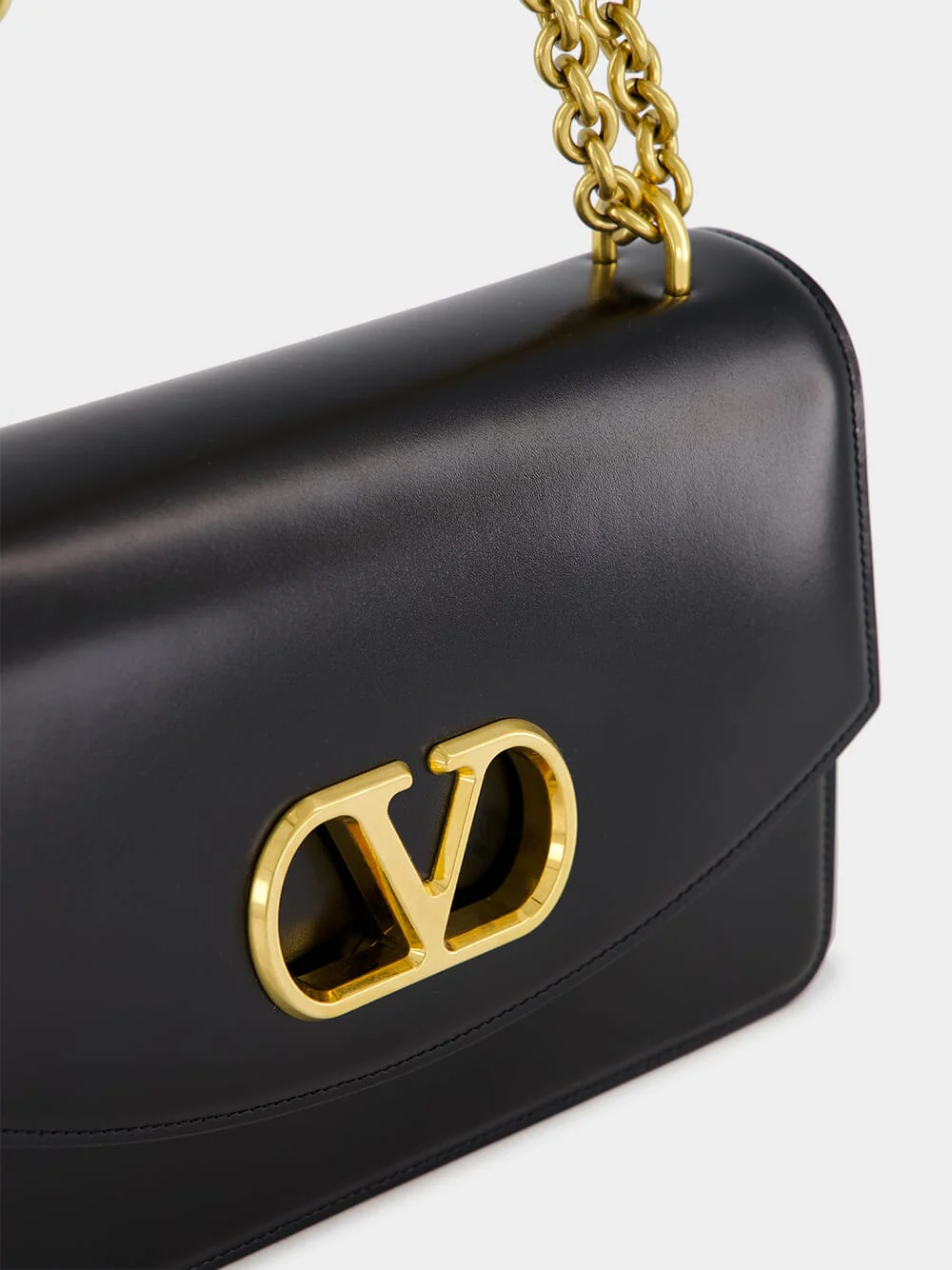 Black Vain Shoulder Bag in Shiny Calfskin - Image 8