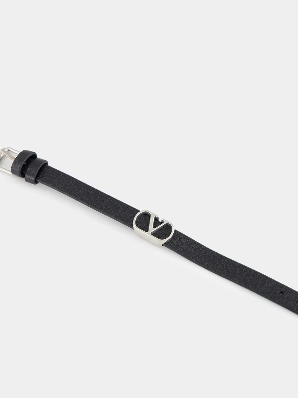 Black VLogo Leather Bracelet - Image 3