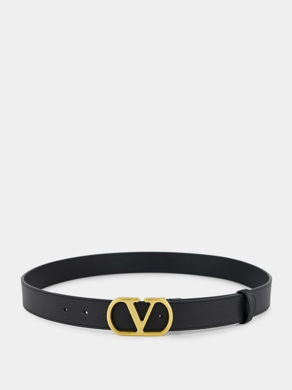 Black VLogo Signature Belt in Shiny Calfskin