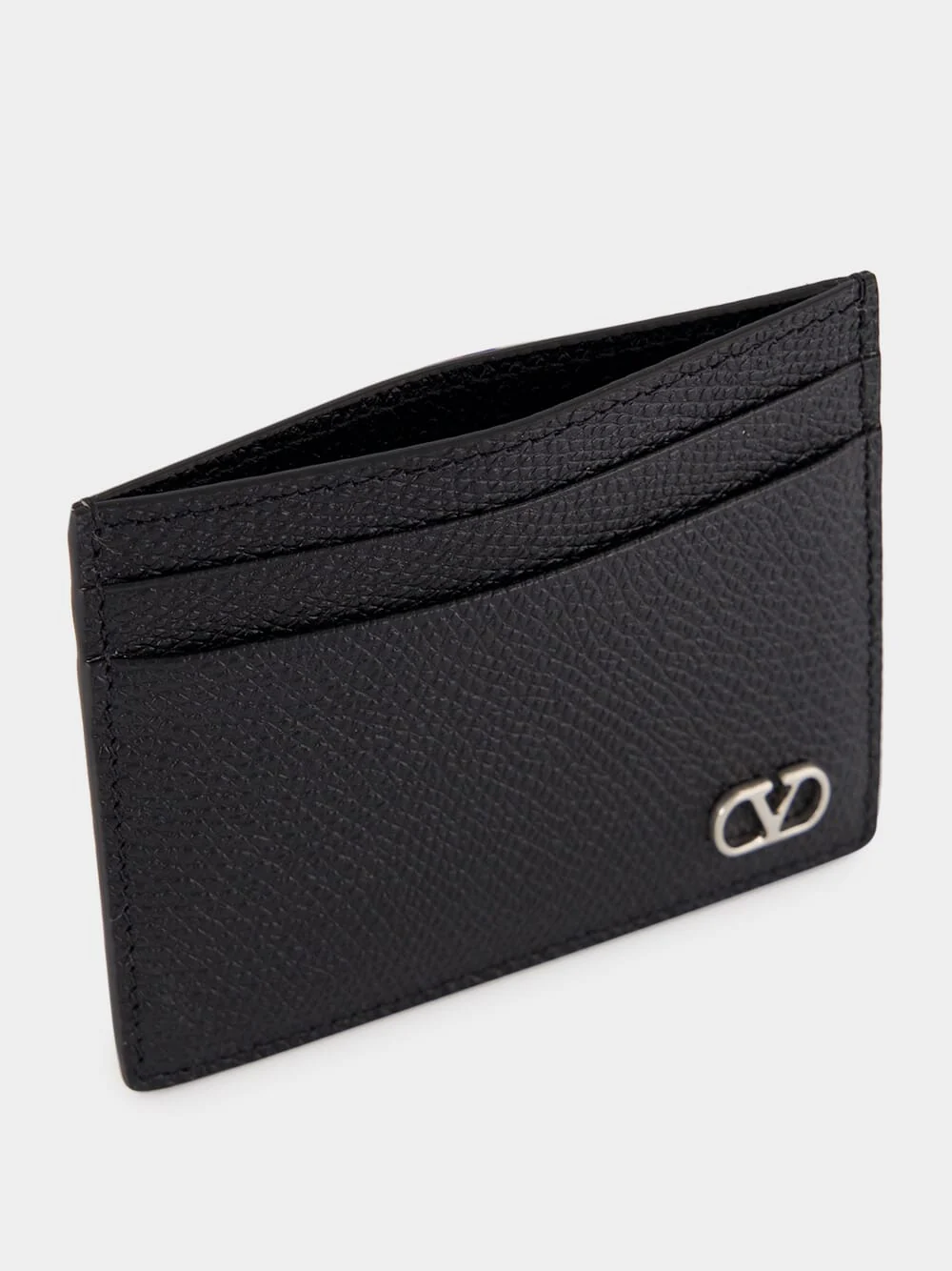 Black VLogo Signature Grainy Calfskin Cardholder - Image 3