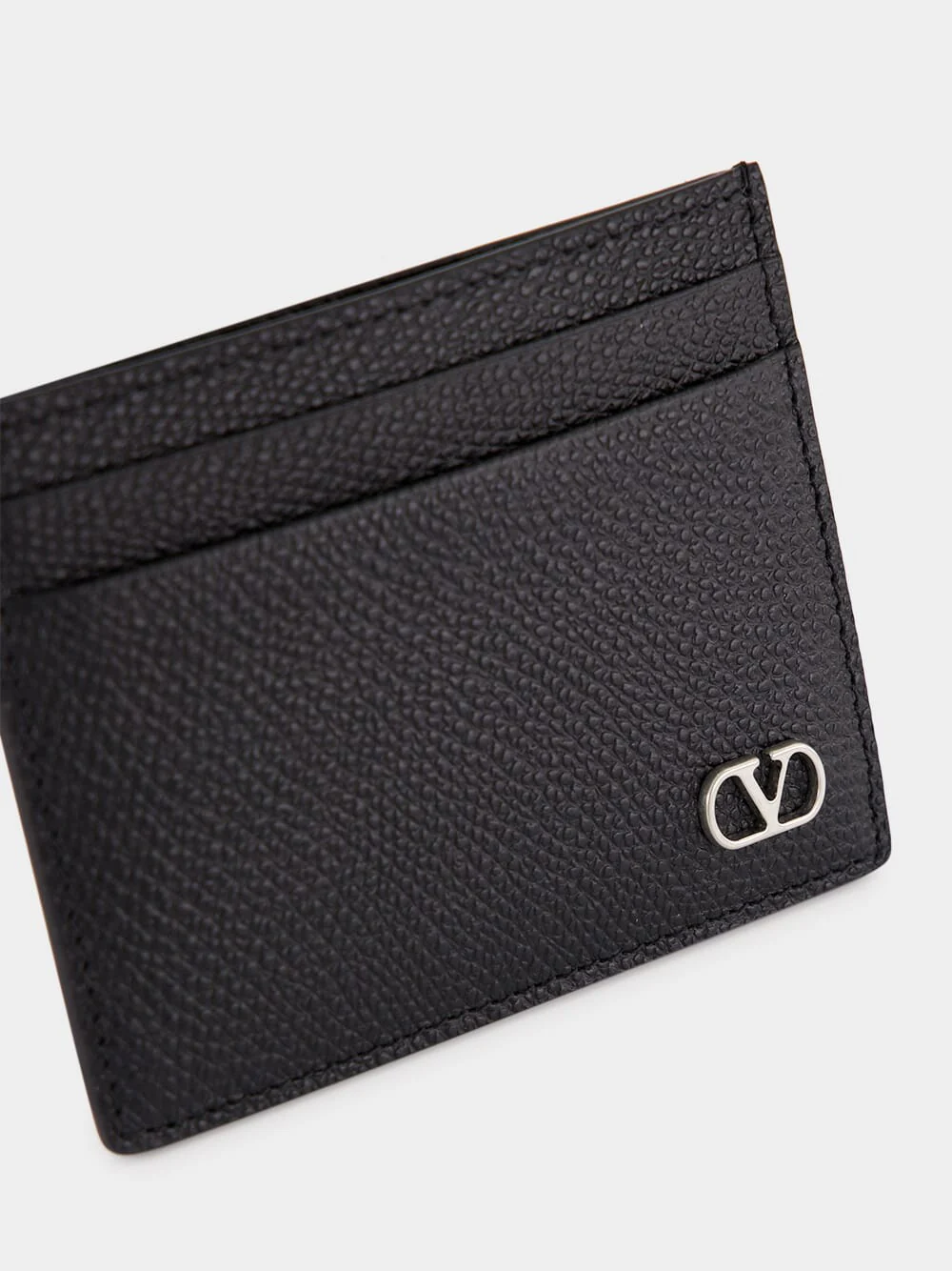 Black VLogo Signature Grainy Calfskin Cardholder - Image 4