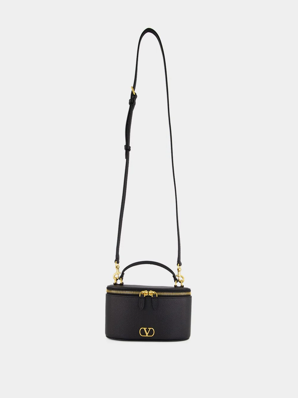 Black VLogo Signature Mini Vanity Bag in Grainy Calfskin - Image 3