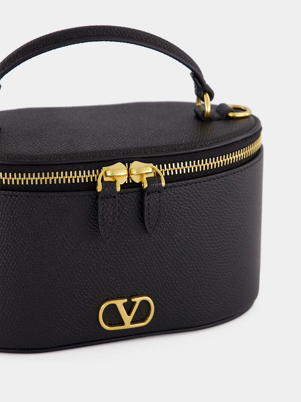 Black VLogo Signature Mini Vanity Bag in Grainy Calfskin - Image 9