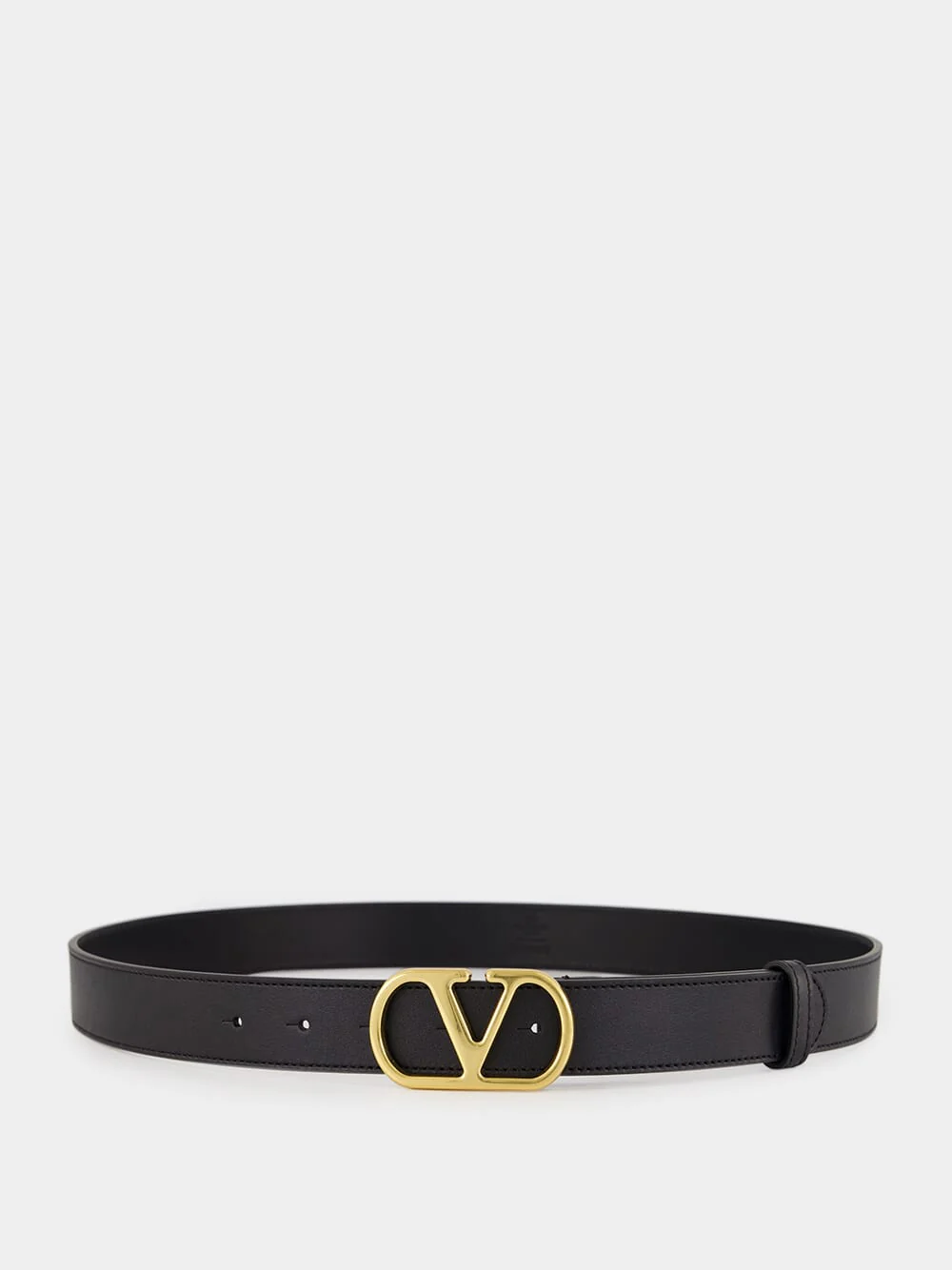 Black VLogo Signature Shiny Calfskin Belt