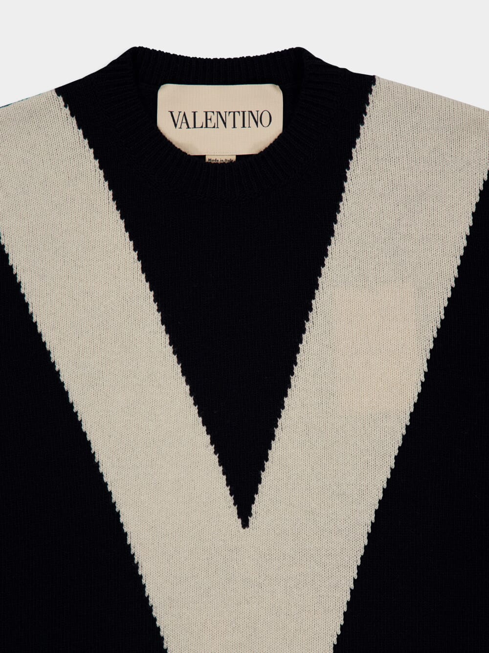 Black Wool Jumper with Inlaid V - Image 3
