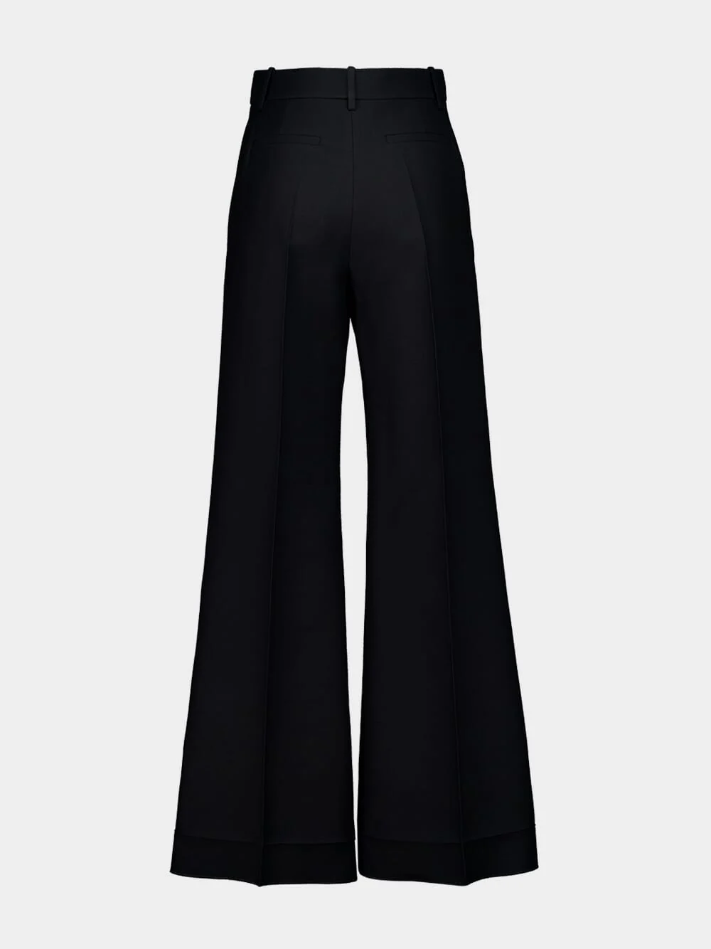 Black Wool-Silk Wide-Leg Trousers - Image 2