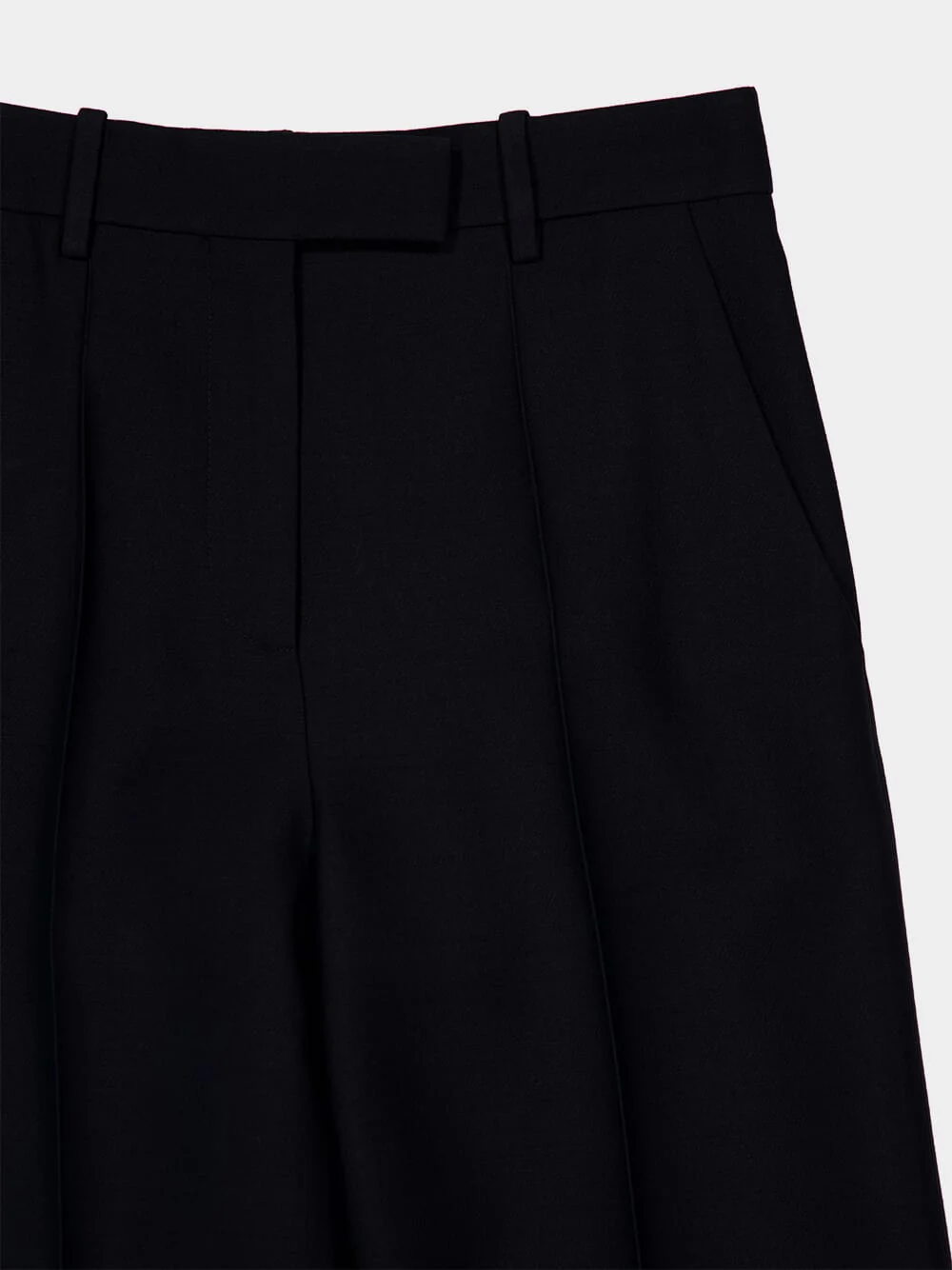 Black Wool-Silk Wide-Leg Trousers - Image 3