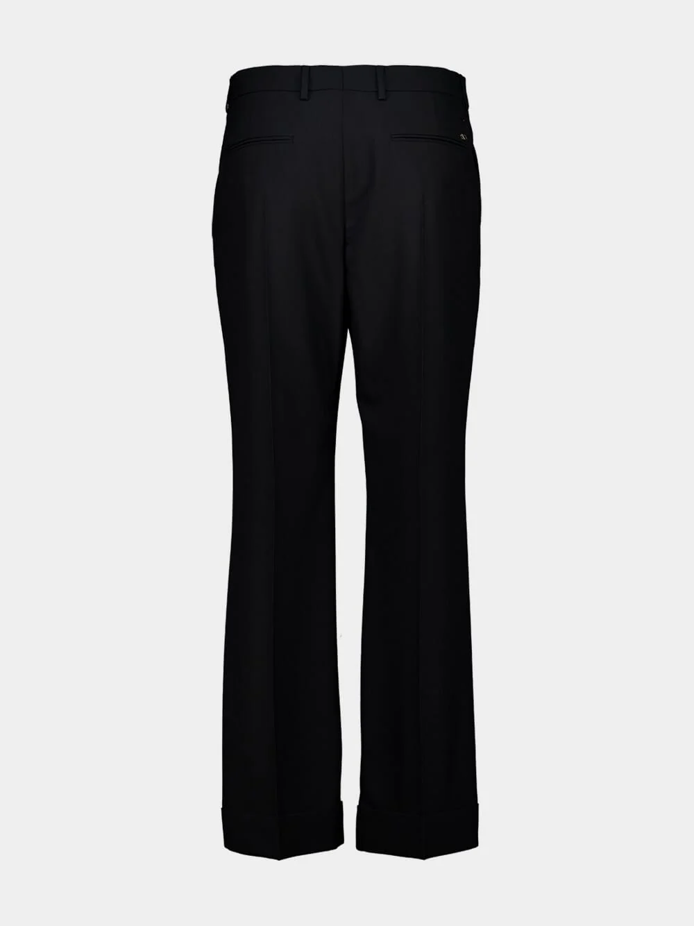 Black Wool Slim-Fit Trousers with Cuffs - Image 4