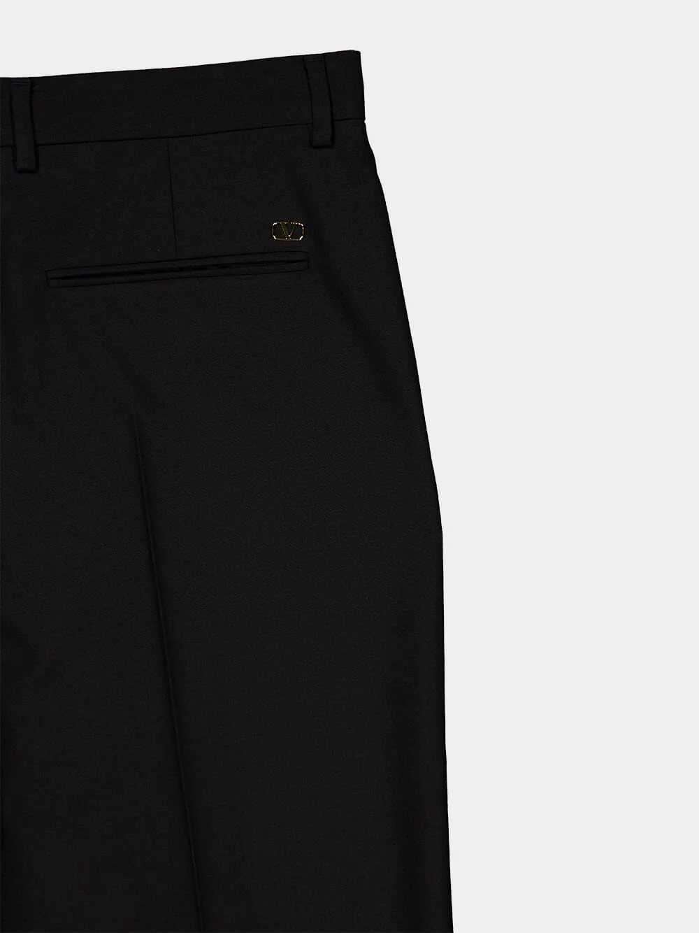 Black Wool Slim-Fit Trousers with Cuffs - Image 6