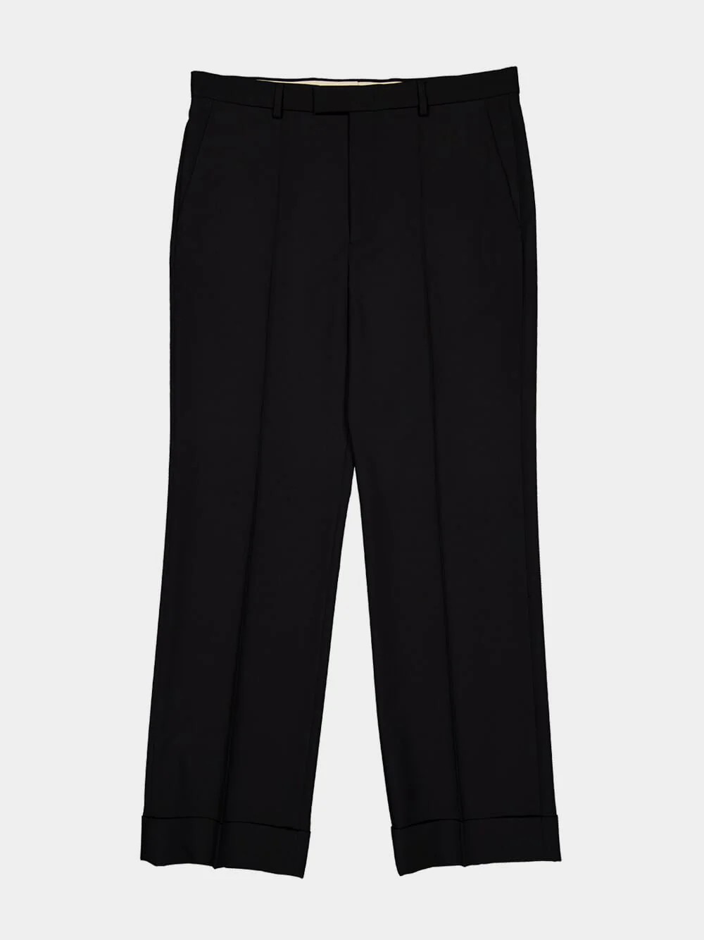 Black Wool Slim-Fit Trousers with Cuffs - Image 7