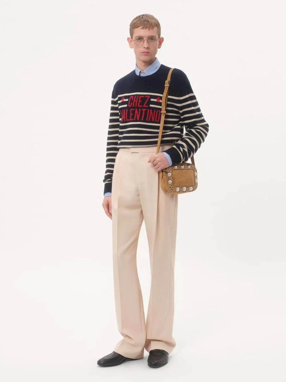Blue and Butter Wool Striped Jumper with Chez Valentino - Image 2
