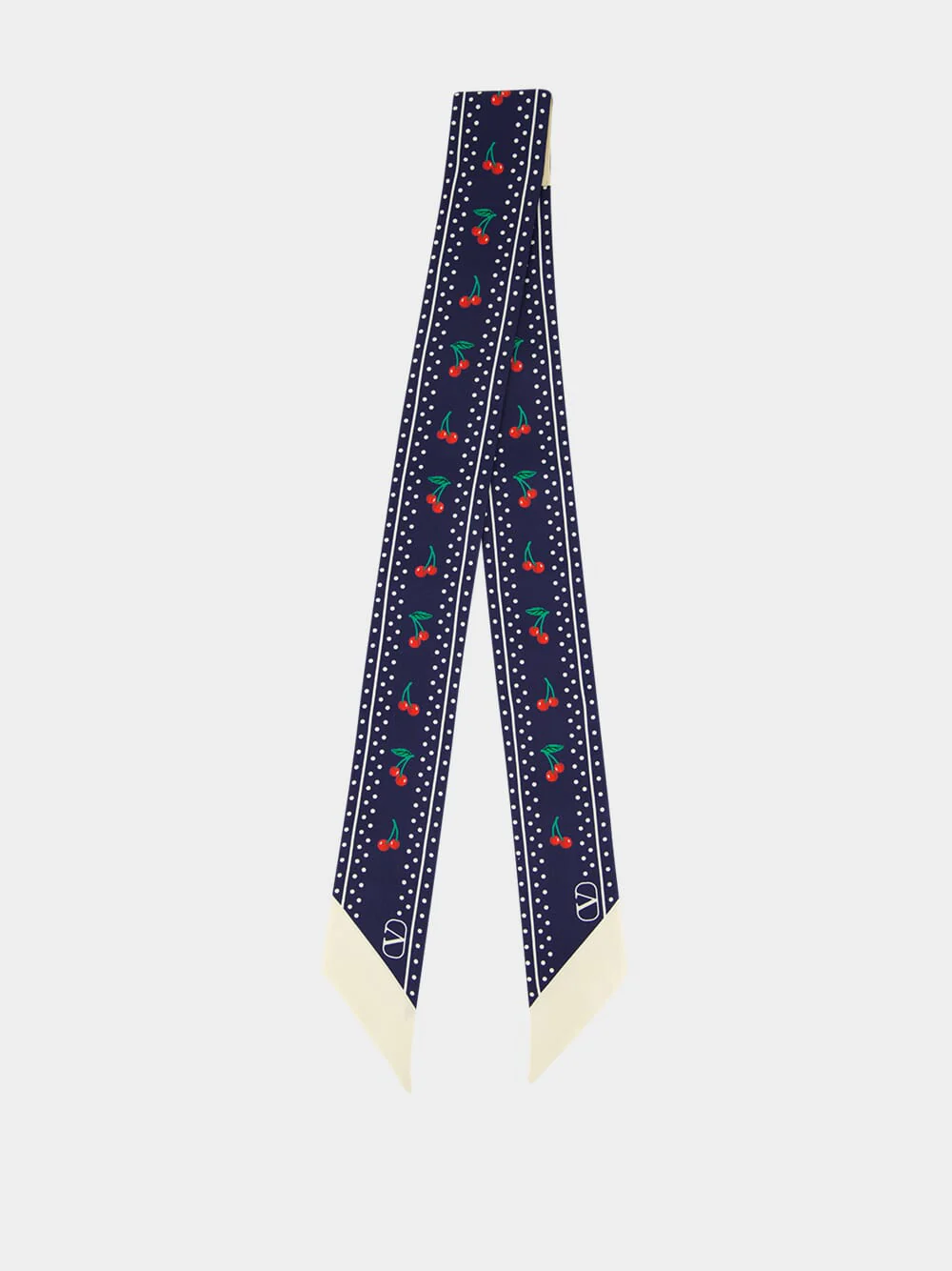 Blue and Red Cherryfic Silk Bandeau Scarf