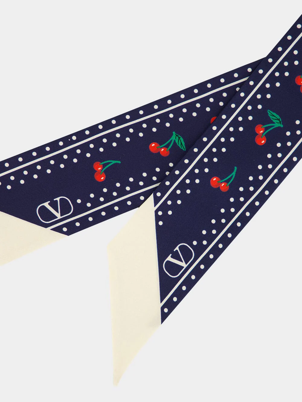 Blue and Red Cherryfic Silk Bandeau Scarf - Image 2