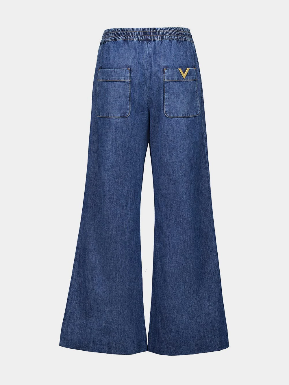 Blue Chambray Flared Denim Pants - Image 2