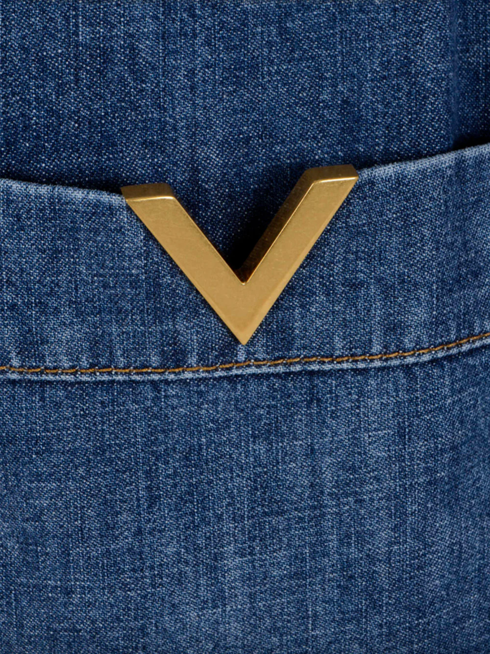 Blue Chambray Flared Denim Pants - Image 4