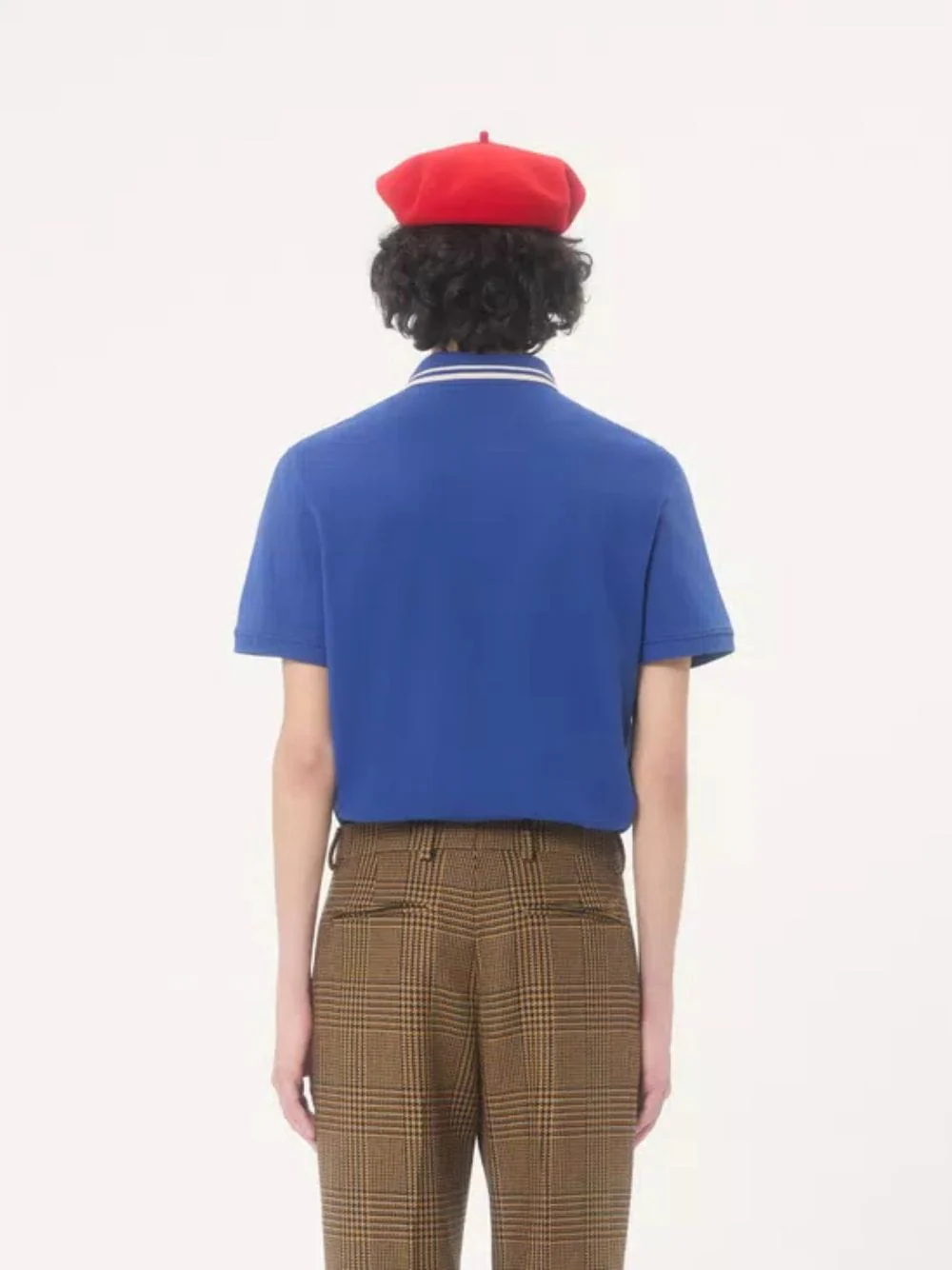Blue Cotton Piqué Polo with VLogo Patch - Image 4