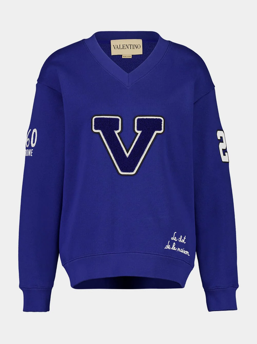 Blue Cotton Sweatshirt with Embroidery