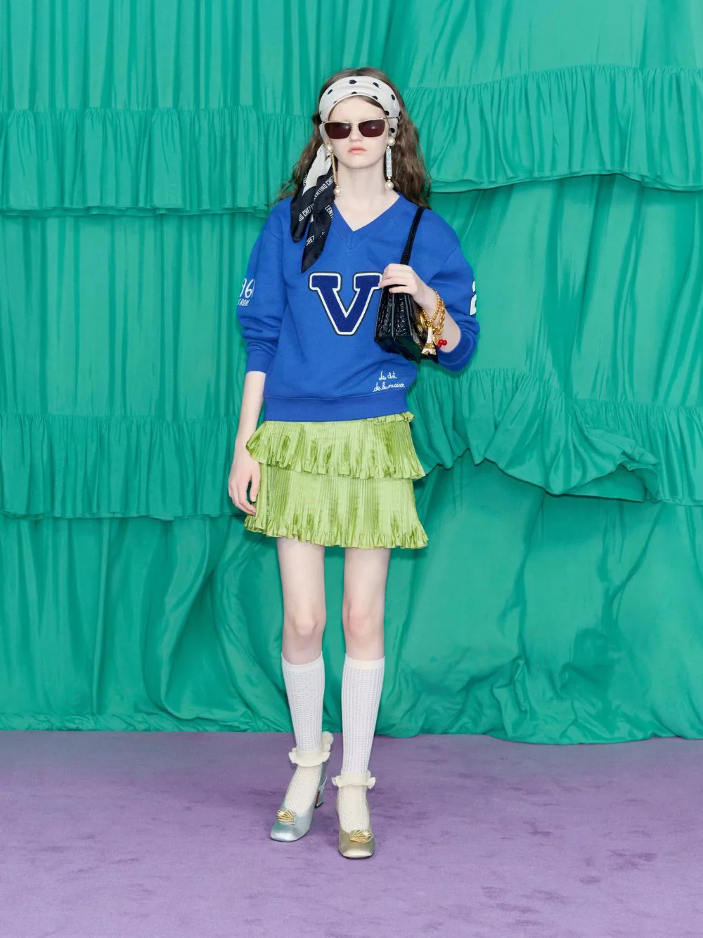 Blue Cotton Sweatshirt with Embroidery - Image 2
