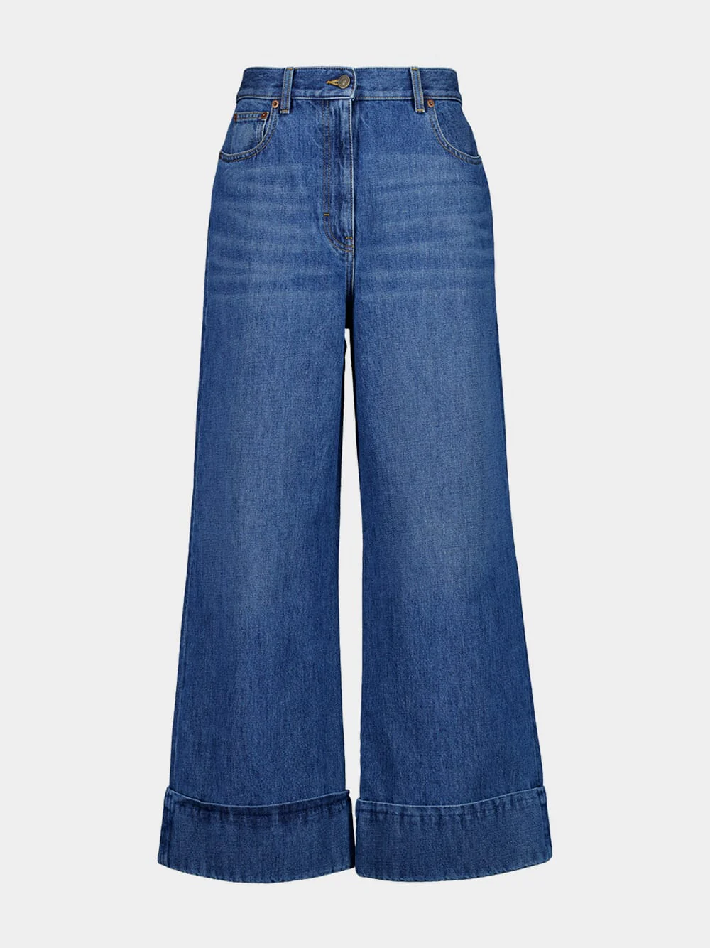 Blue Denim Trousers with Cuffs