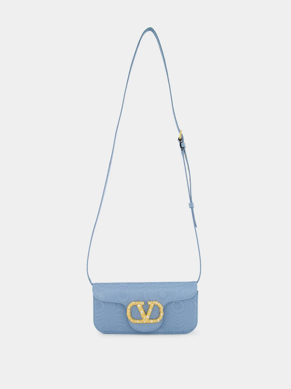 Blue Locň Moiré Fabric Clutch with Jewel Logo - Image 3