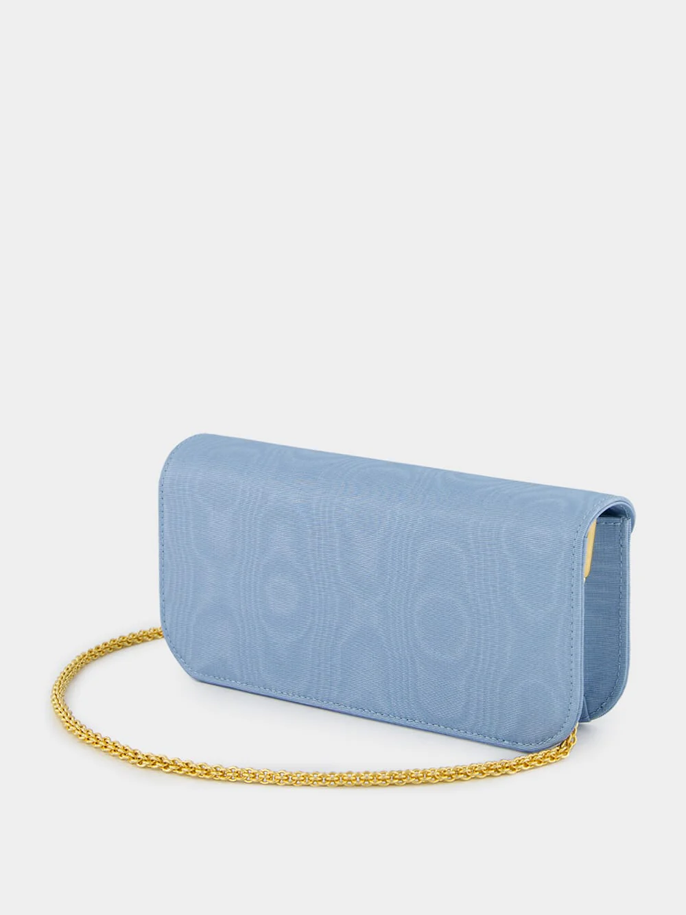 Blue Locň Moiré Fabric Clutch with Jewel Logo - Image 7