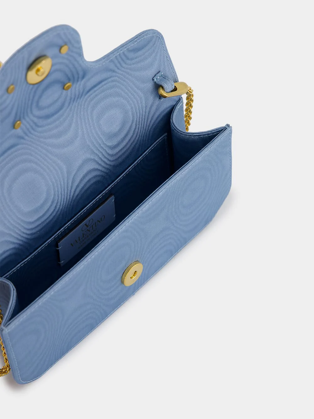 Blue Locň Moiré Fabric Clutch with Jewel Logo - Image 8