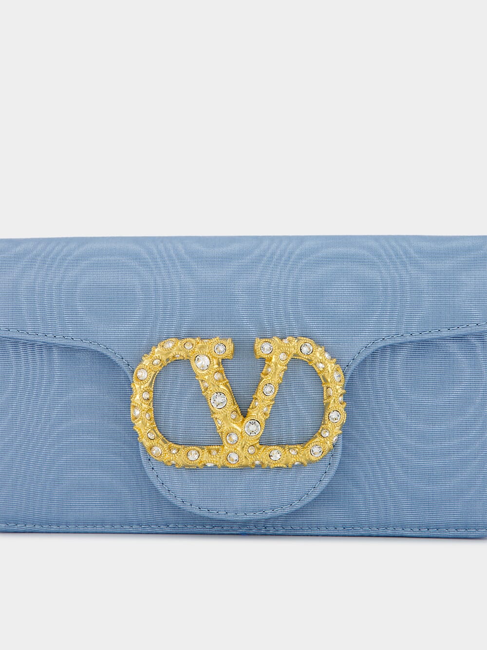 Blue Locň Moiré Fabric Clutch with Jewel Logo - Image 9