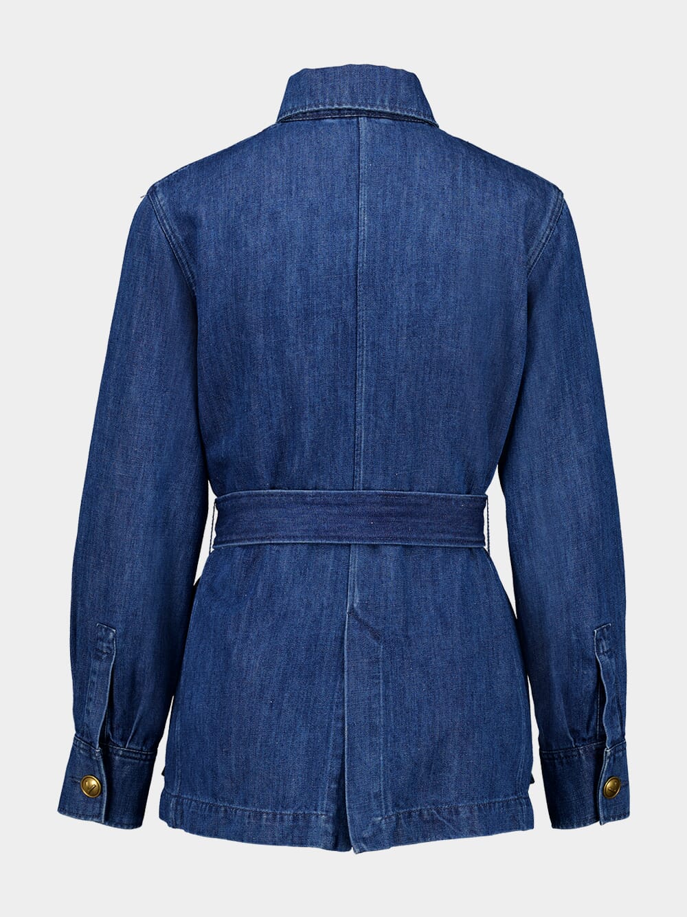 Blue Sahariana Jacket with Belt in Medium Denim - Image 2