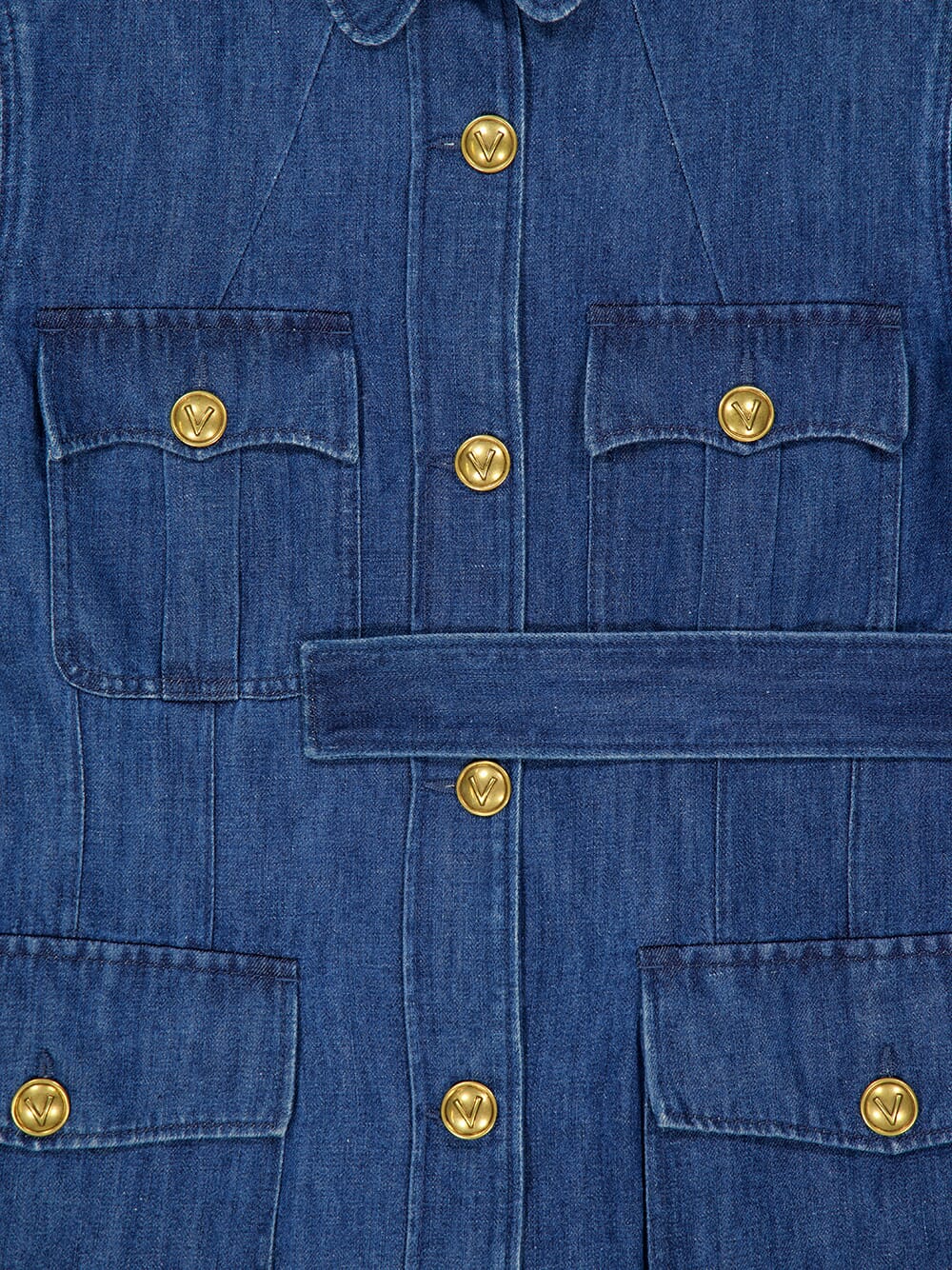 Blue Sahariana Jacket with Belt in Medium Denim - Image 4