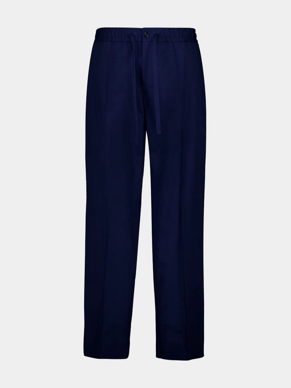Blue Straight-Leg Cotton Trousers