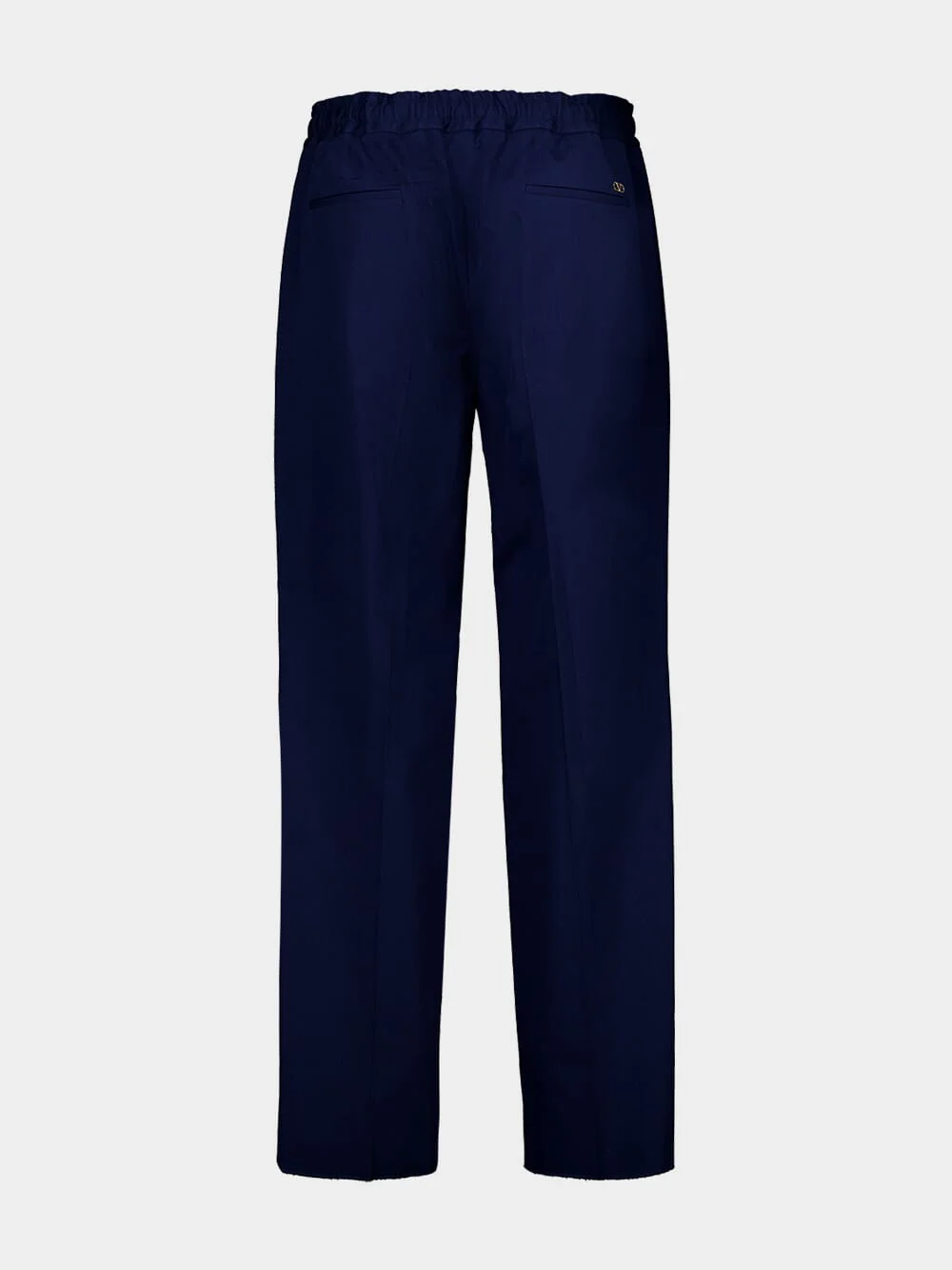 Blue Straight-Leg Cotton Trousers - Image 2