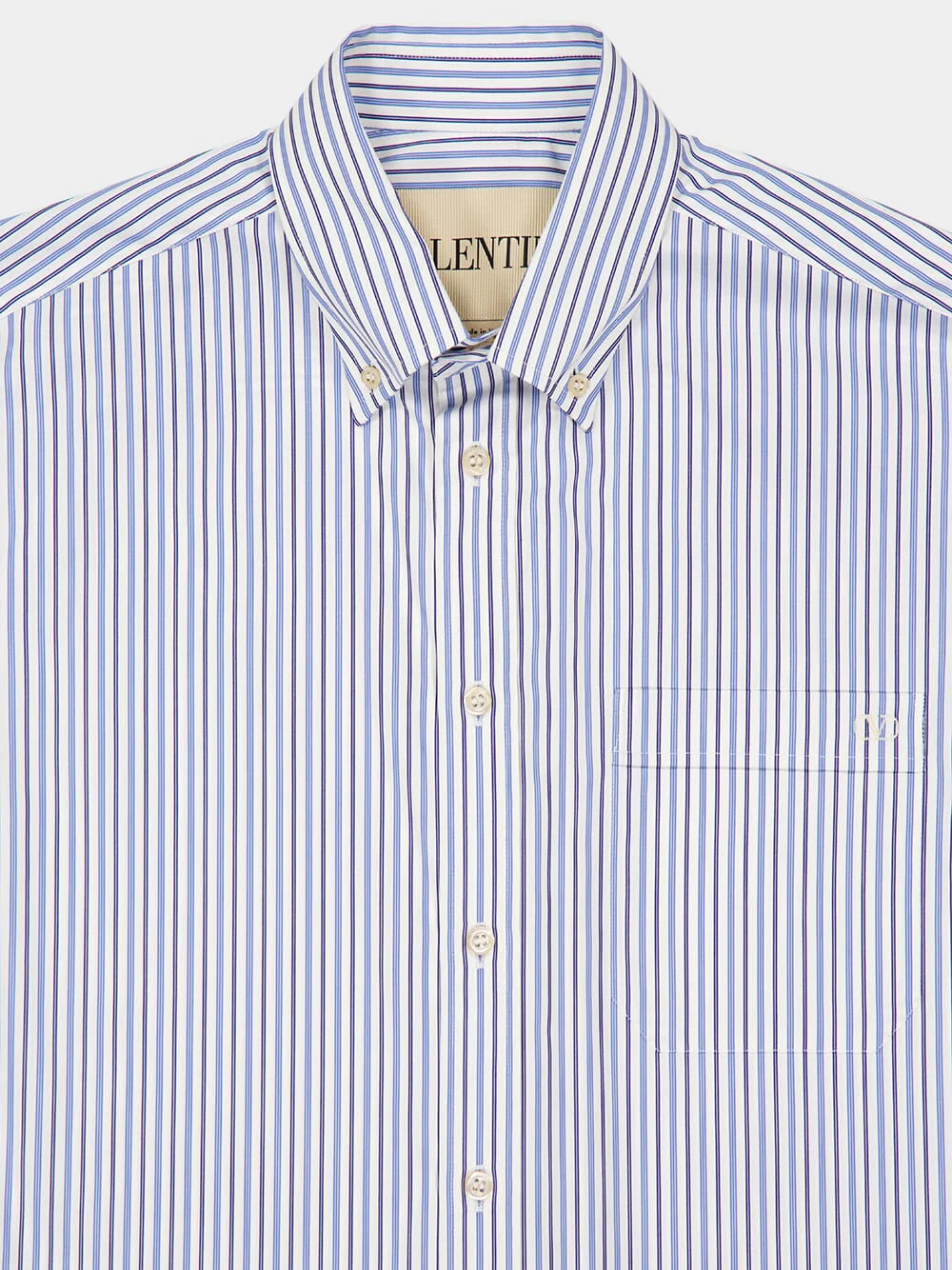 Blue Striped Cotton Long-Sleeve Shirt - Image 3