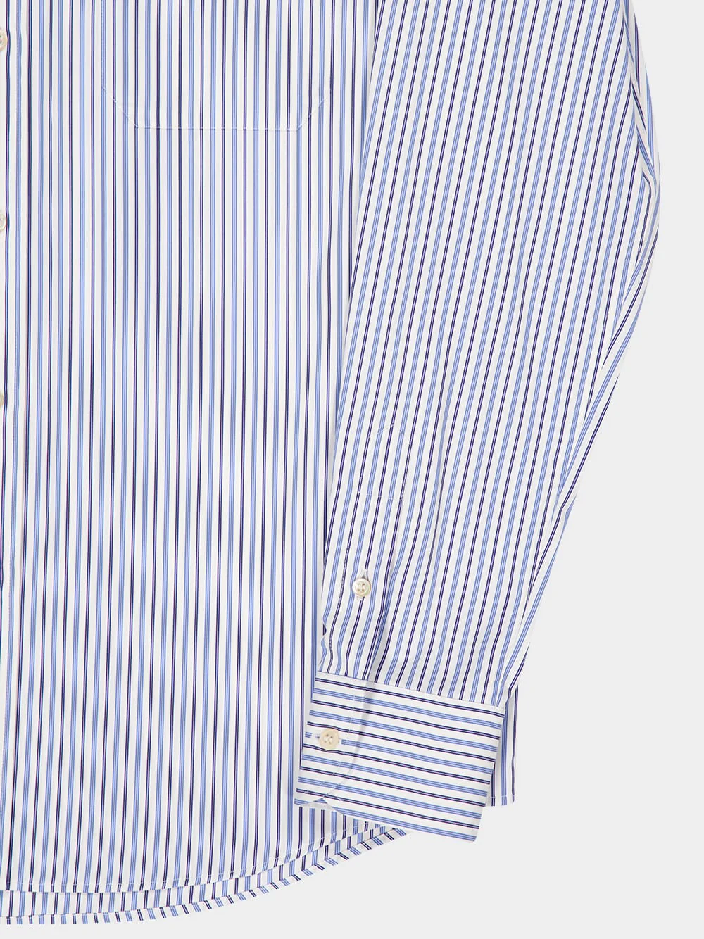 Blue Striped Cotton Long-Sleeve Shirt - Image 4