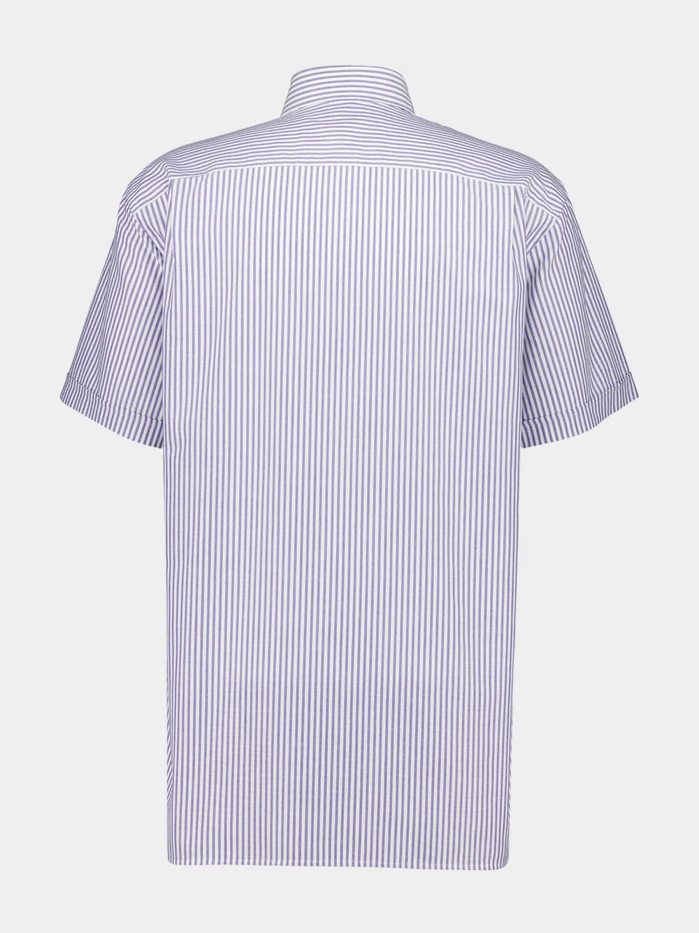 Blue Striped Cotton Short-Sleeved Shirt - Image 2